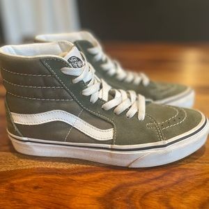 Vans Sk8-Hi Shoes in Olive Green/White
